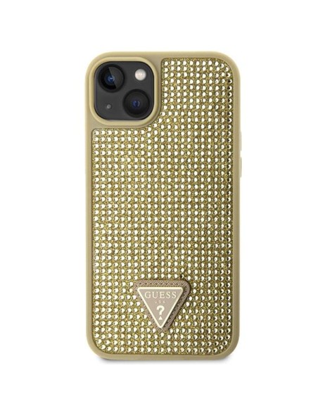 Guess Rhinestone Triangle dėklas iPhone 14 - auksinis Guess Rhinestone Triangle dėklas iPhone 14 - auksinis