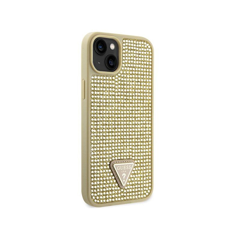 Guess Rhinestone Triangle dėklas iPhone 14 - auksinis