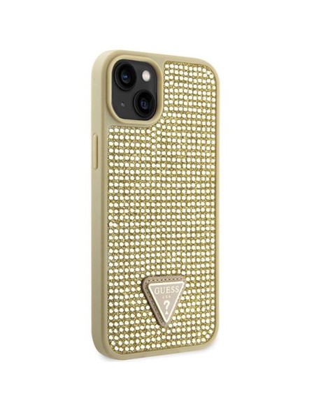 Guess Rhinestone Triangle dėklas iPhone 14 - auksinis Guess Rhinestone Triangle dėklas iPhone 14 - auksinis