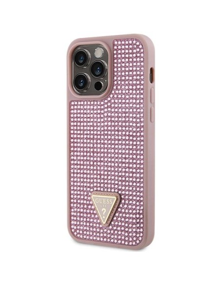 Guess Rhinestone Triangle dėklas, skirtas iPhone 14 Pro Max - rožinis Guess Rhinestone Triangle dėklas, skirtas iPhone 14 Pro Max - rožinis