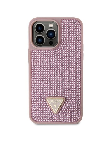 Guess Rhinestone Triangle dėklas, skirtas iPhone 14 Pro Max - rožinis Guess Rhinestone Triangle dėklas, skirtas iPhone 14 Pro Max - rožinis