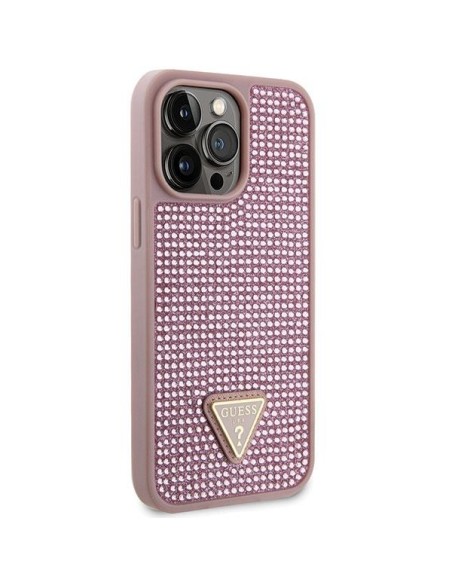 Guess Rhinestone Triangle dėklas, skirtas iPhone 14 Pro Max - rožinis Guess Rhinestone Triangle dėklas, skirtas iPhone 14 Pro Max - rožinis