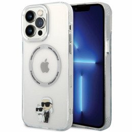 Karl Lagerfeld Iconic Karl&Choupette Magsafe dėklas, skirtas iPhone 13 Pro Max - skaidrus