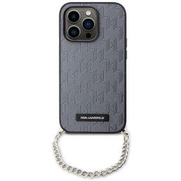 Karl Lagerfeld Saffiano Monogram Chain dėklas iPhone 14 Pro - sidabras