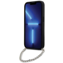 Karl Lagerfeld Saffiano Monogram Chain dėklas iPhone 14 Pro - sidabras