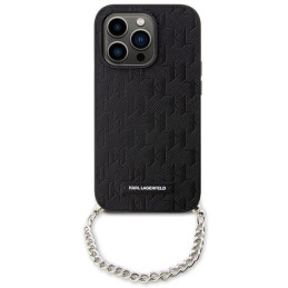 Karl Lagerfeld Saffiano Monogram Chain dėklas iPhone 14 Pro - juodas