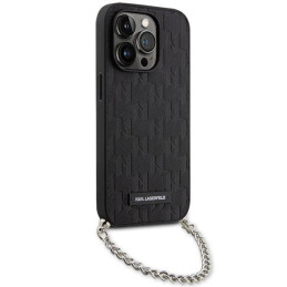 Karl Lagerfeld Saffiano Monogram Chain dėklas iPhone 14 Pro - juodas