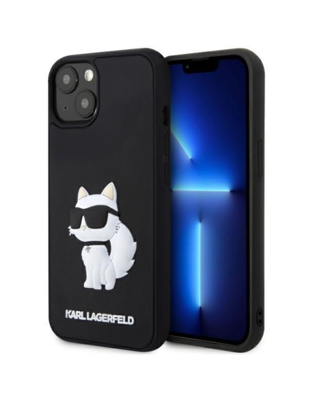 Karl Lagerfeld Rubber Choupette 3D dėklas iPhone 14 Plus - juodas