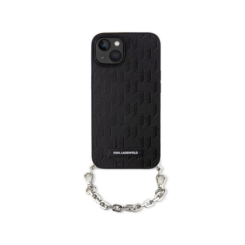 Karl Lagerfeld Saffiano Monogram Chain dėklas iPhone 14 - juodas