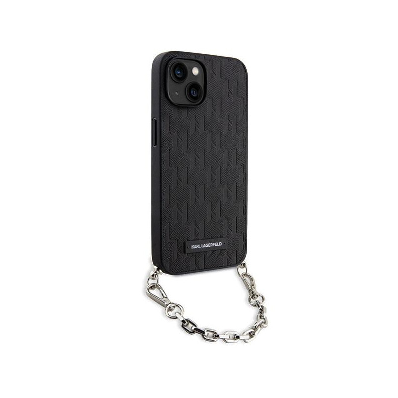Karl Lagerfeld Saffiano Monogram Chain dėklas iPhone 14 - juodas