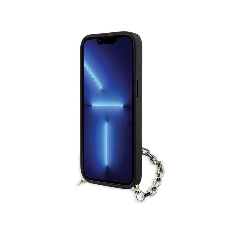 Karl Lagerfeld Saffiano Monogram Chain dėklas iPhone 14 - juodas
