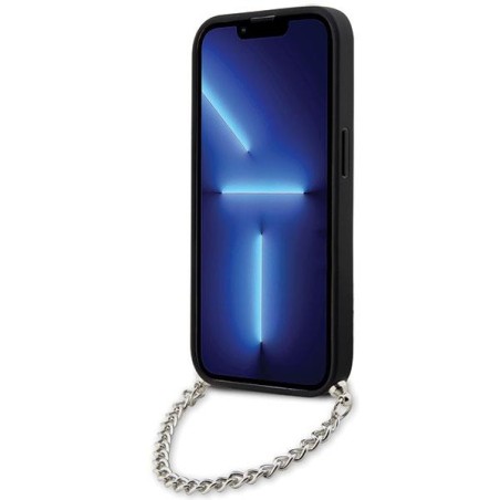 Karl Lagerfeld Saffiano Monogram Chain dėklas iPhone 14 Pro Max - sidabrinis Karl Lagerfeld Saffiano Monogram Chain dėklas iPhone 14 Pro Max - sidabrinis