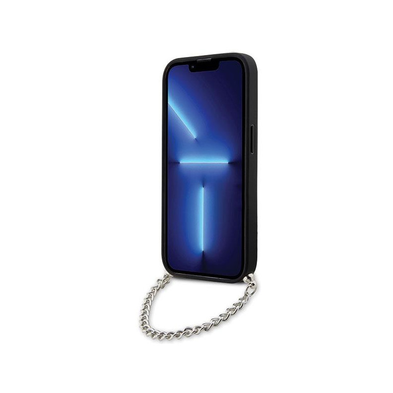 Karl Lagerfeld Saffiano Monogram Chain dėklas iPhone 14 Pro Max - juodas