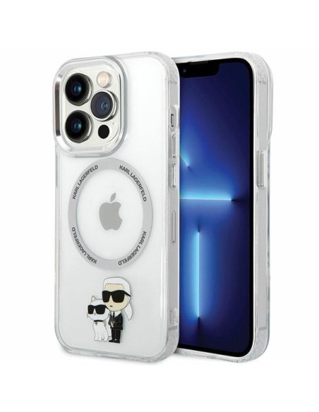 Karl Lagerfeld Iconic Karl&Choupette Magsafe dėklas, skirtas iPhone 13 Pro - skaidrus