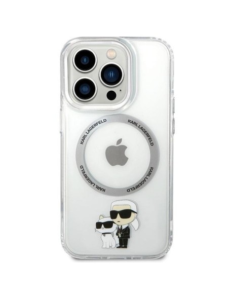 Karl Lagerfeld Iconic Karl&Choupette Magsafe dėklas, skirtas iPhone 13 Pro - skaidrus