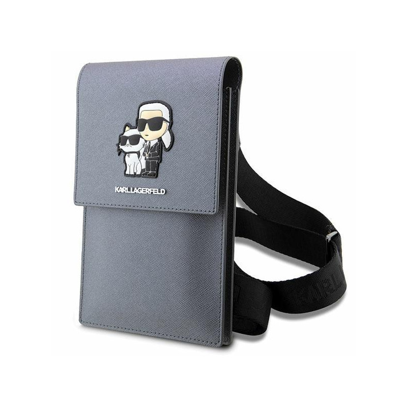 Karl Lagerfeld Saffiano Karl&Choupette rankinė - sidabrinė Karl Lagerfeld Saffiano Karl&Choupette rankinė - sidabrinė
