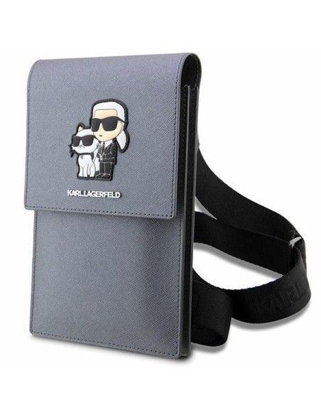 Karl Lagerfeld Saffiano Karl&Choupette rankinė - sidabrinė Karl Lagerfeld Saffiano Karl&Choupette rankinė - sidabrinė