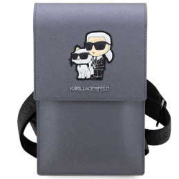 Karl Lagerfeld Saffiano Karl&Choupette rankinė - sidabrinė