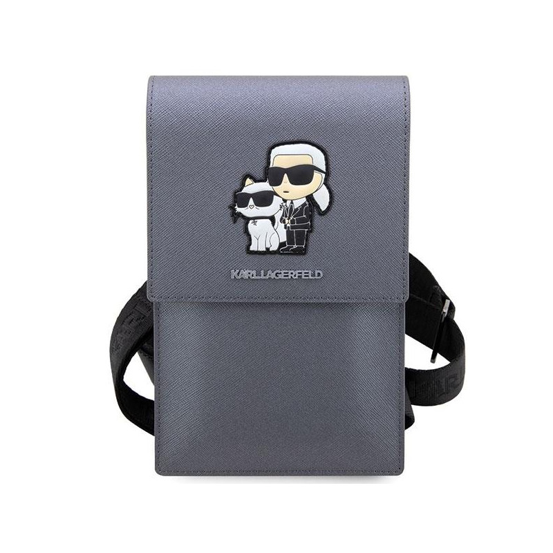 Karl Lagerfeld Saffiano Karl&Choupette rankinė - sidabrinė