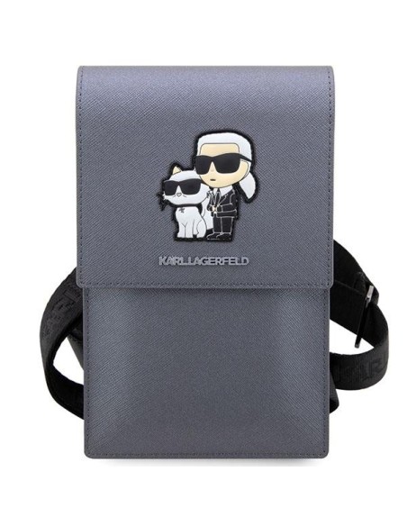 Karl Lagerfeld Saffiano Karl&Choupette rankinė - sidabrinė Karl Lagerfeld Saffiano Karl&Choupette rankinė - sidabrinė