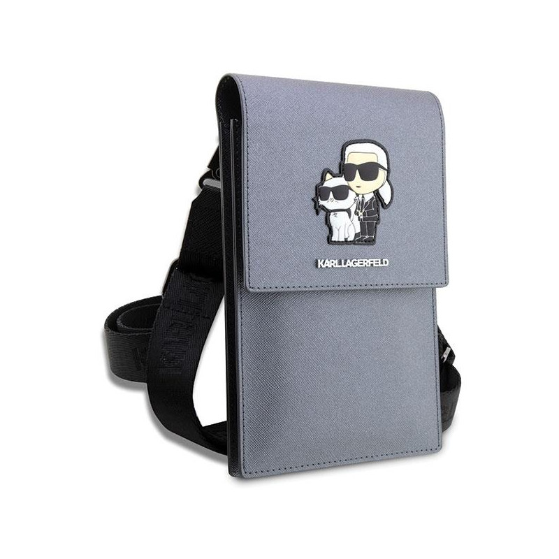 Karl Lagerfeld Saffiano Karl&Choupette rankinė - sidabrinė