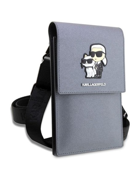 Karl Lagerfeld Saffiano Karl&Choupette rankinė - sidabrinė Karl Lagerfeld Saffiano Karl&Choupette rankinė - sidabrinė