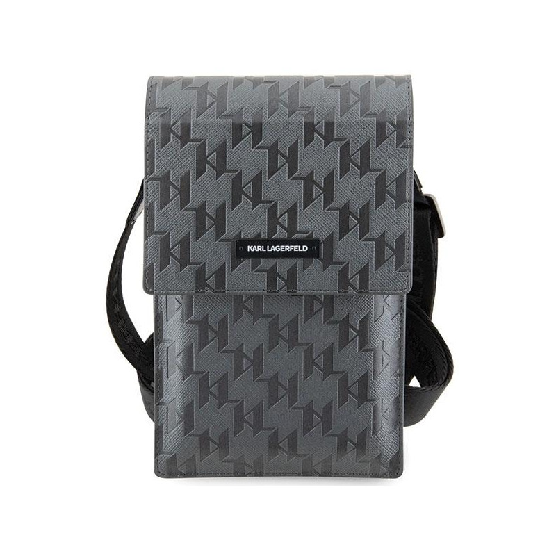 Karl Lagerfeld Saffiano Mongram Plaque rankinė – sidabrinė