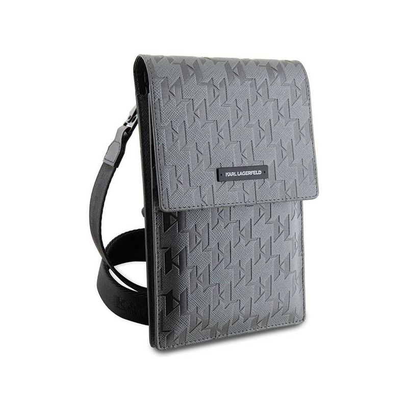 Karl Lagerfeld Saffiano Mongram Plaque rankinė – sidabrinė