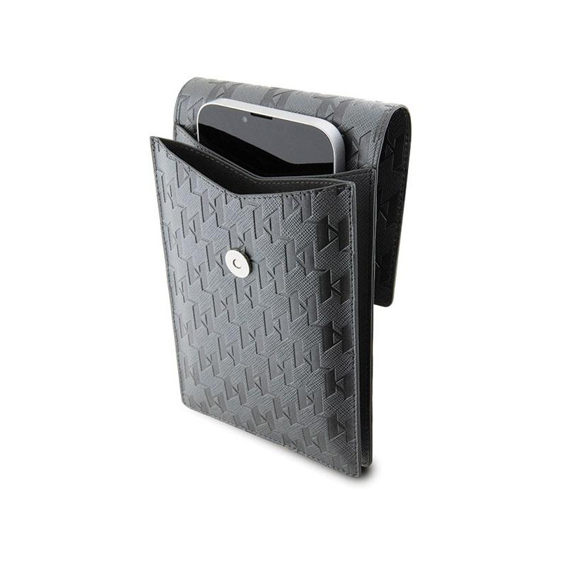 Karl Lagerfeld Saffiano Mongram Plaque rankinė – sidabrinė