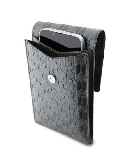 Karl Lagerfeld Saffiano Mongram Plaque rankinė – sidabrinė Karl Lagerfeld Saffiano Mongram Plaque rankinė – sidabrinė