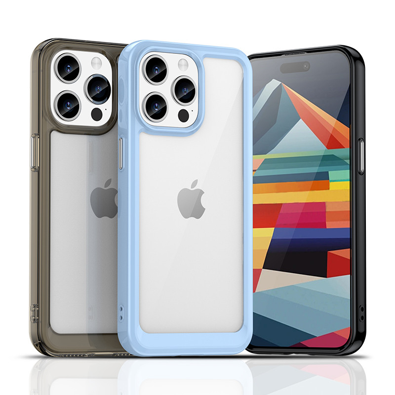 Sustiprintas dėklas su lanksčiu rėmeliu iPhone 15 Pro Max Outer Space - skaidrus