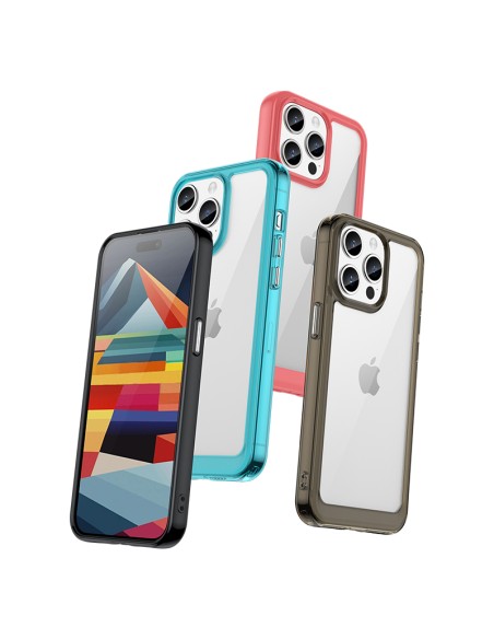 Sustiprintas dėklas su lanksčiu rėmeliu, skirtas iPhone 15 Pro Max Outer Space – raudonas