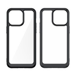 Sustiprintas dėklas su lanksčiu rėmeliu iPhone 15 Pro Outer Space - skaidrus