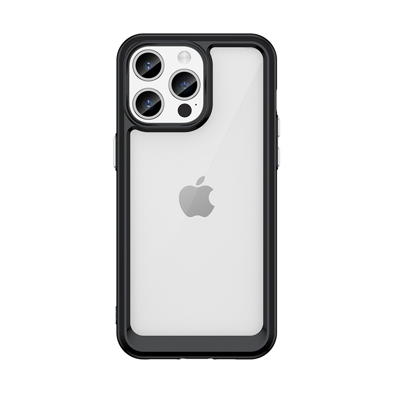 Sustiprintas dėklas su lanksčiu rėmeliu iPhone 15 Pro Outer Space - juodas