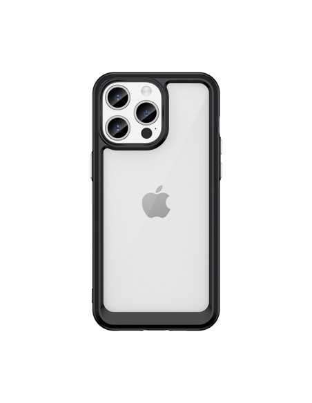 Sustiprintas dėklas su lanksčiu rėmeliu iPhone 15 Pro Outer Space - juodas Sustiprintas dėklas su lanksčiu rėmeliu iPhone 15 Pro Outer Space - juodas