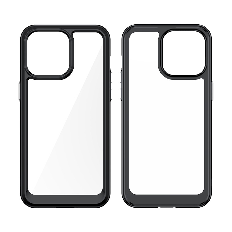 Sustiprintas dėklas su lanksčiu rėmeliu iPhone 15 Pro Outer Space - juodas