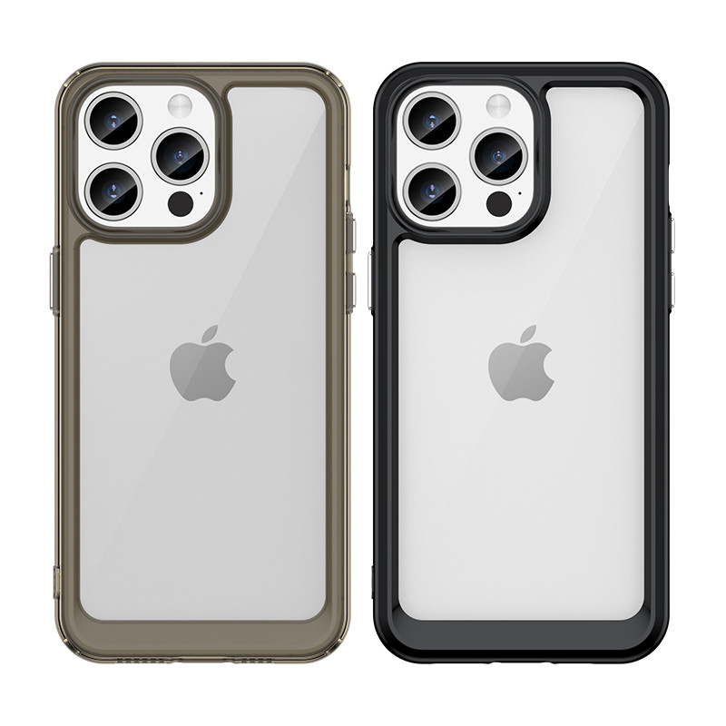 Sustiprintas dėklas su lanksčiu rėmeliu iPhone 15 Pro Outer Space - juodas