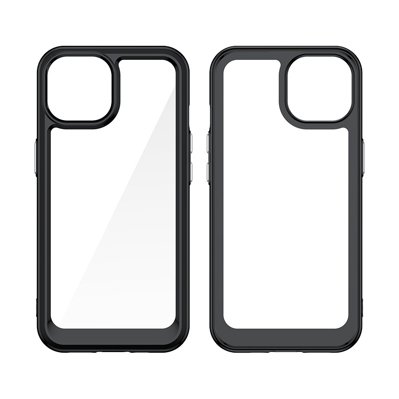 Sustiprintas dėklas su lanksčiu rėmeliu iPhone 15 Plus Outer Space - juodas