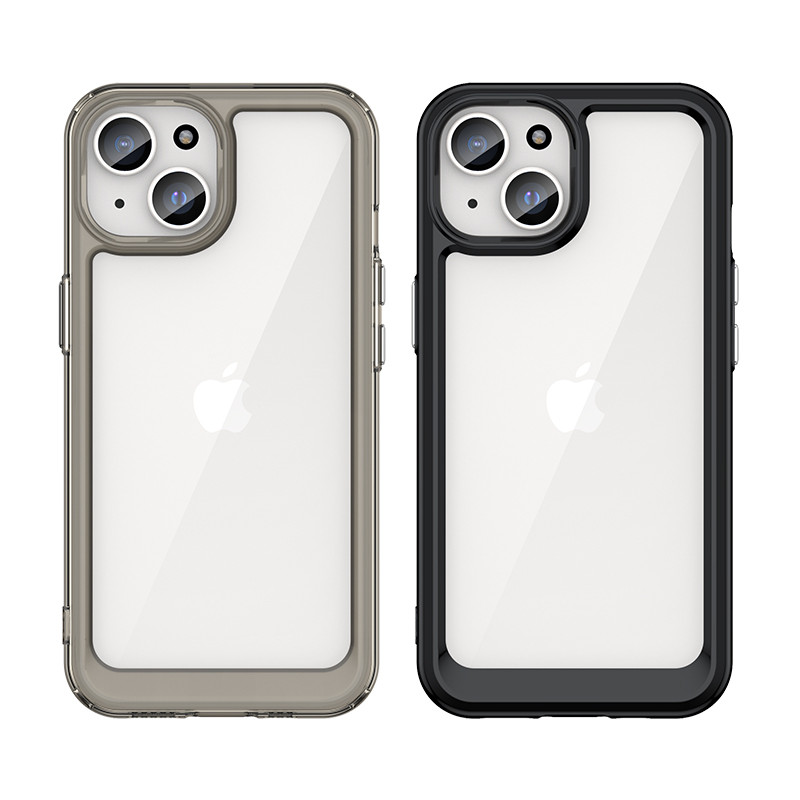 Sustiprintas dėklas su lanksčiu rėmeliu iPhone 15 Plus Outer Space - juodas