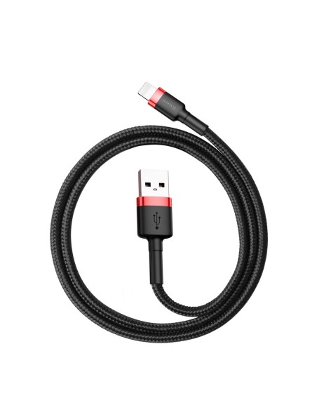 Patvarus lankstus kabelis USB laidas iPhone Lightning QC3.0 2.4A 0.5M juoda ir raudona Patvarus lankstus kabelis USB laidas iPhone Lightning QC3.0 2.4A 0.5M juoda ir raudona