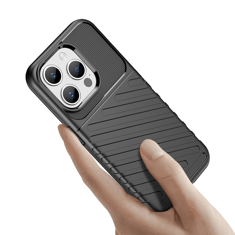 Šarvuotas iPhone 15 Pro Thunder Case – juodas