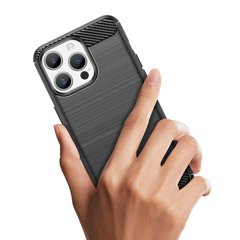 Lankstus anglies rašto dėklas iPhone 15 Pro Carbon Case - mėlynas