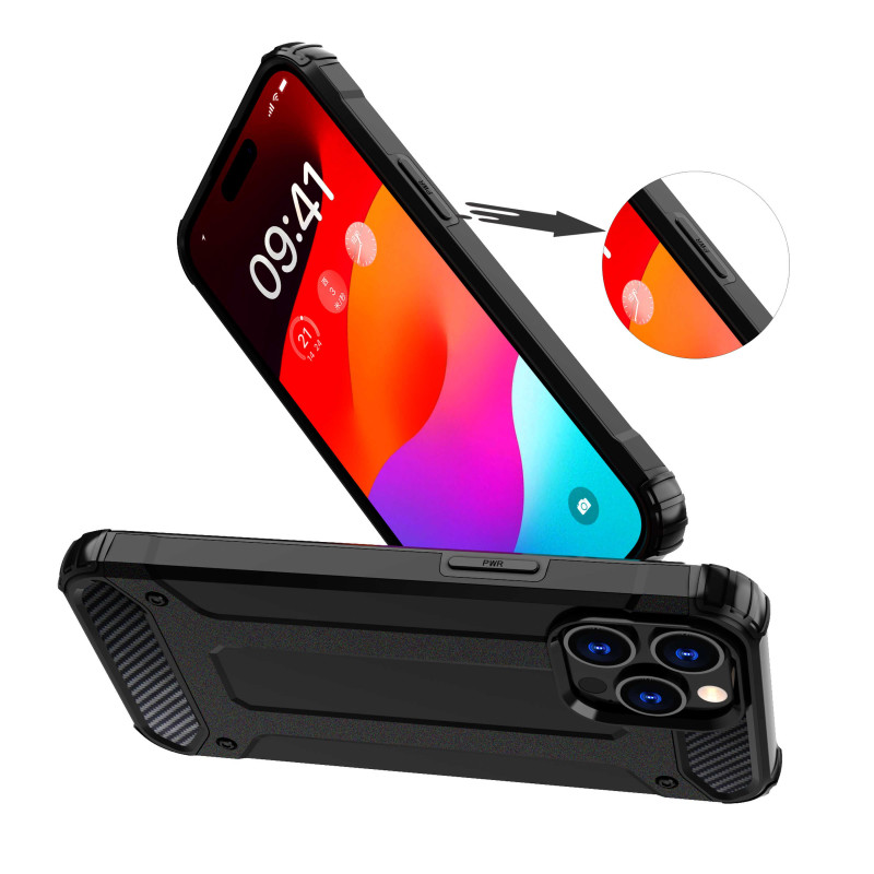 Šarvuotas dėklas iPhone 15 Pro Max Hybrid Armor - mėlynas