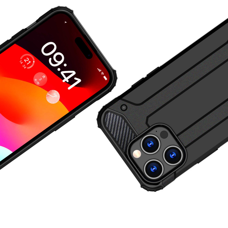 Šarvuotas dėklas iPhone 15 Pro Max Hybrid Armor - juodas