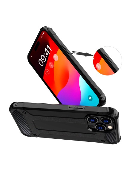 Šarvuotas dėklas iPhone 15 Pro Max Hybrid Armor - juodas Šarvuotas dėklas iPhone 15 Pro Max Hybrid Armor - juodas