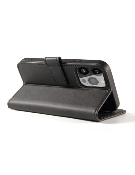 Piniginės dėklas su atvartu stovu iPhone 15 Pro Max Magnet Case - juodas Piniginės dėklas su atvartu stovu iPhone 15 Pro Max Magnet Case - juodas