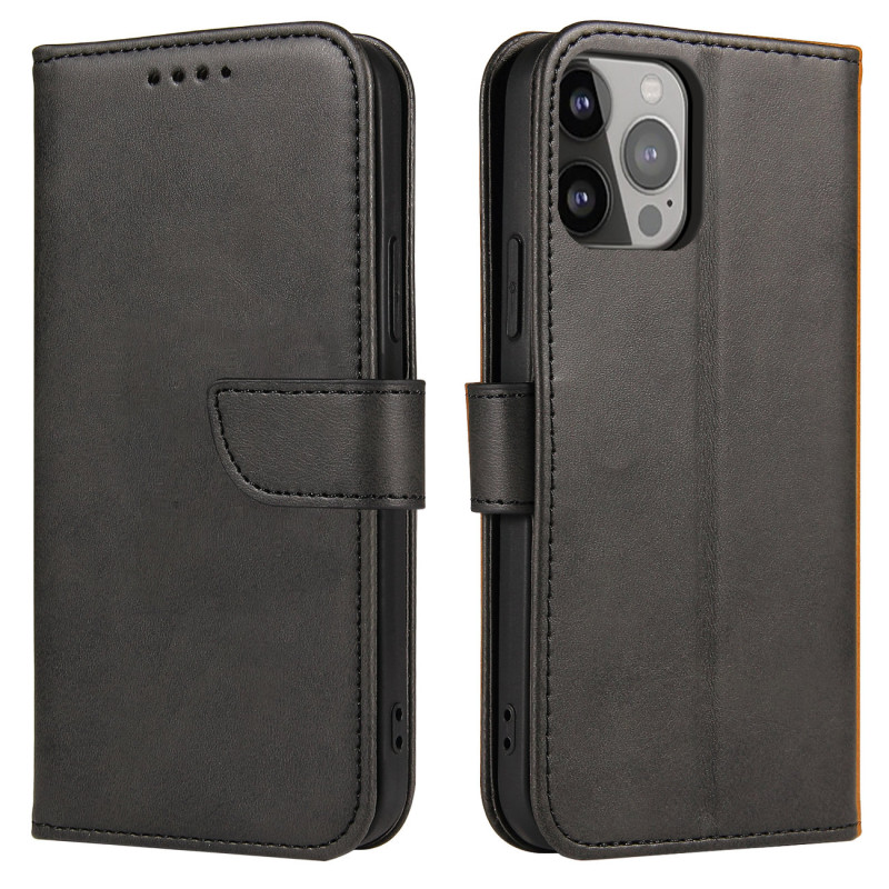 Piniginės dėklas su atvartu, skirtas iPhone 15 Pro Magnet Case - juodas