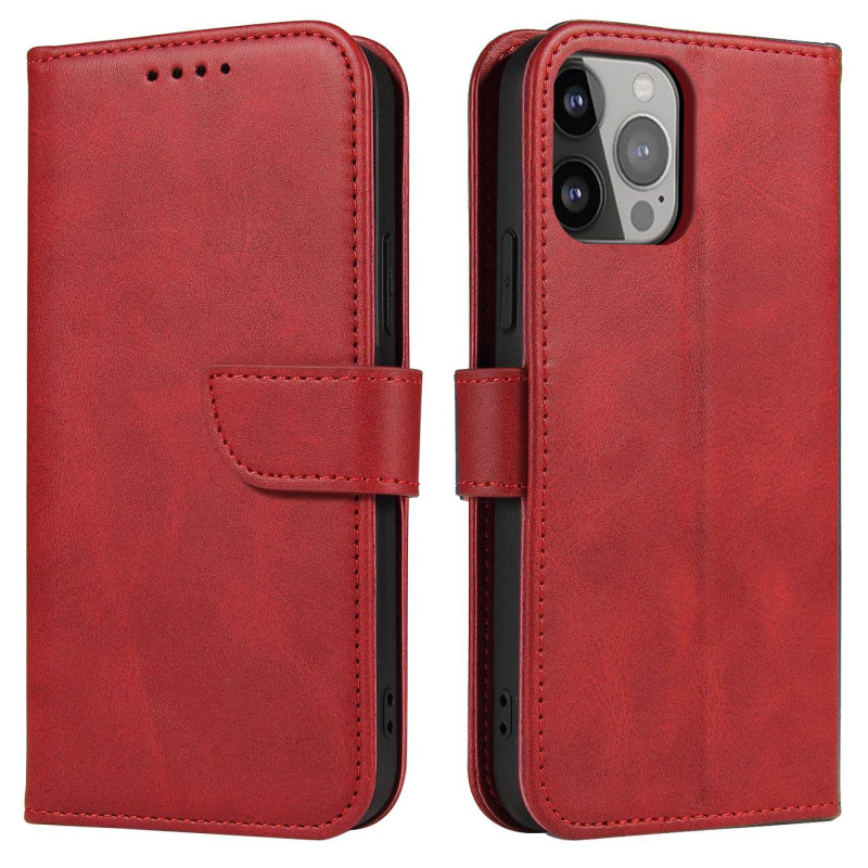 Piniginės dėklas su atvartu ir stovu iPhone 15 Plus Magnet Case - raudonas Piniginės dėklas su atvartu ir stovu iPhone 15 Plus Magnet Case - raudonas