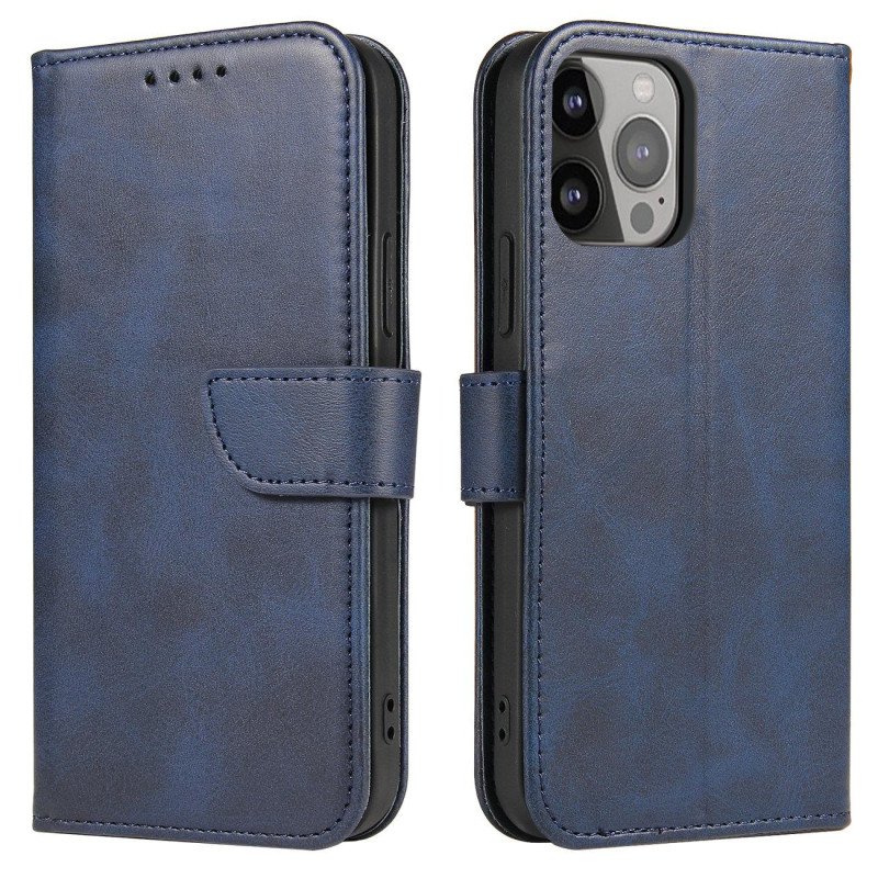Piniginės dėklas su atvartu, skirtas iPhone 15 Plus Magnet Case - mėlynas Piniginės dėklas su atvartu, skirtas iPhone 15 Plus Magnet Case - mėlynas