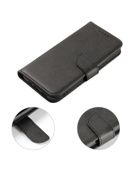 Piniginės dėklas su atvartu, skirtas iPhone 15 Plus Magnet Case - juodas